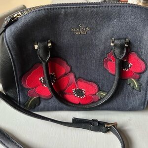 Kate Spade Black and Red Floral Satchel